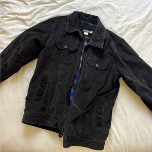Vintage Quiksilver Black Insulated Corduroy Shirt Jacket